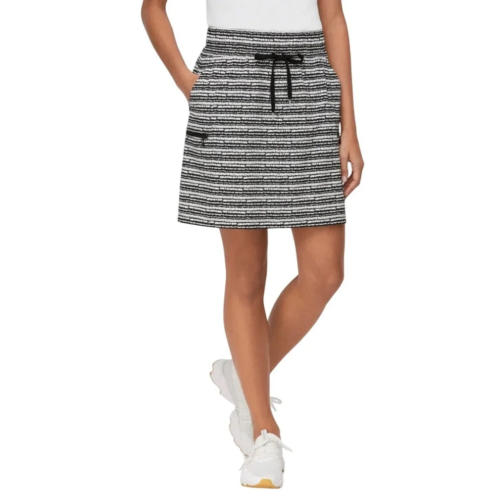 T by Talbots Womens MP Black White Striped Athletic Skort Cargo Pockets - Picture 1 of 10